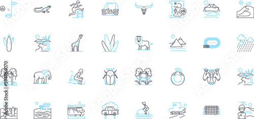 Mind boggling linear icons set. Perplexing, Confounding, Mystifying, Enigmatic, Unfathomable, Inscrutable, Baffling line vector and concept signs. Puzzling,Bewildering,Mind-bending Generative AI