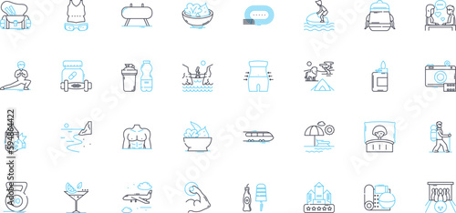 Trade show linear icons set. Exhibitors, Booths, Nerking, Displays, Marketing, Products, Sales line vector and concept signs. Attendance,Promotions,Business outline illustrations Generative AI