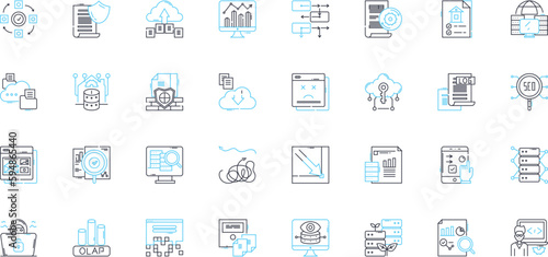 Risk assessment linear icons set. Probability, Threat, Hazard, Vulnerability, Damage, Exposure, Mitigation line vector and concept signs. Resilience,Consequence,Preparedness outline Generative AI