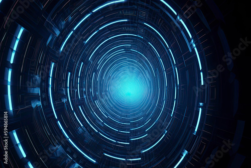 Abstract background  tunnel of glowing arcs. 3D render
