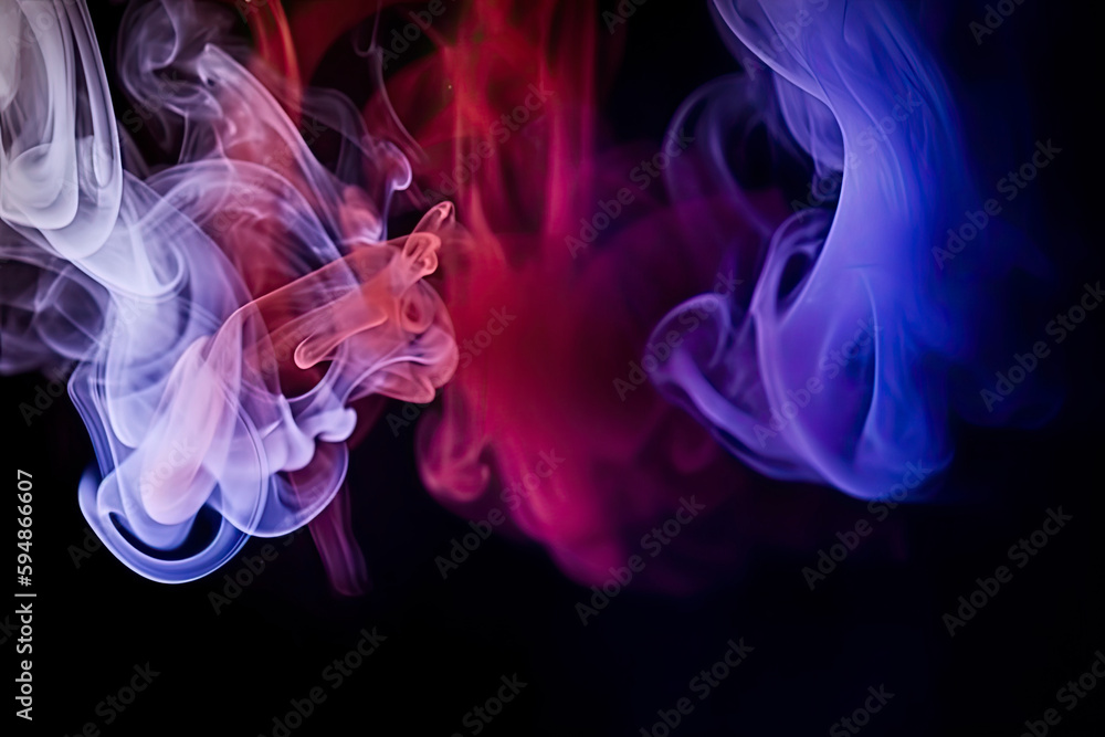 Dramatic smoke and fog in contrasting vivid red, blue, and purple colors. Vivid and intense abstract background Dramatic smoke and fog in contrasting vivid red, blue, and purple colors. Vivid and intense abstract background