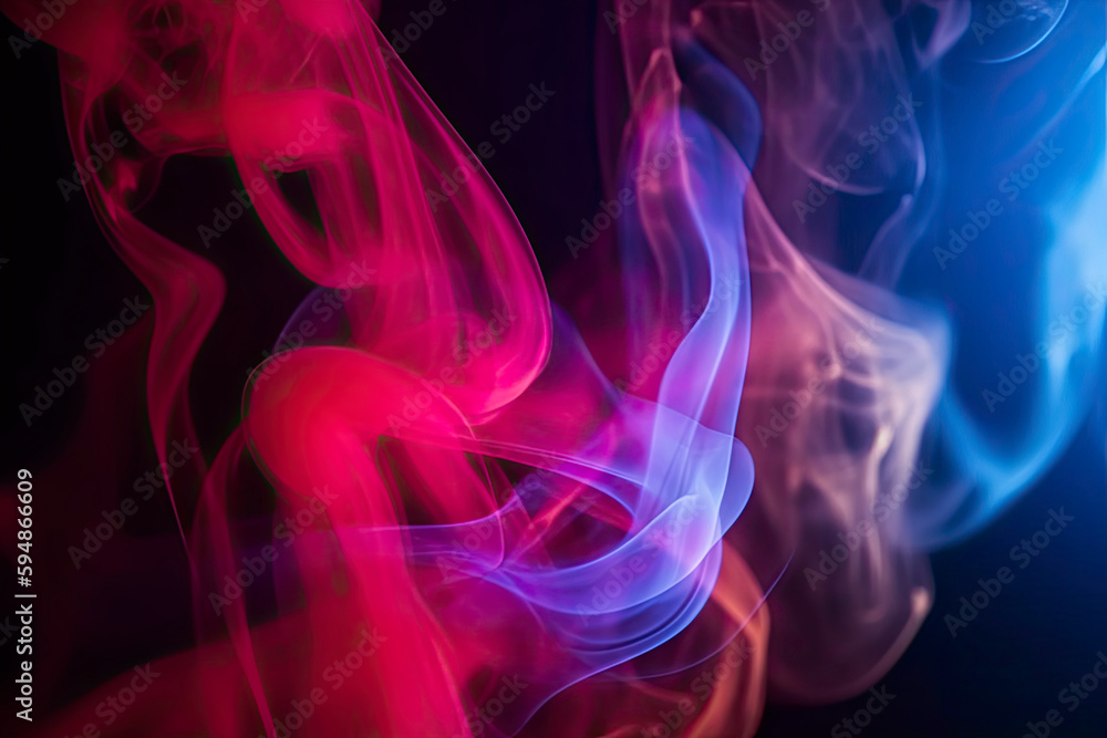 Dramatic smoke and fog in contrasting vivid red, blue, and purple colors. Vivid and intense abstract background Dramatic smoke and fog in contrasting vivid red, blue, and purple colors. Vivid and intense abstract background