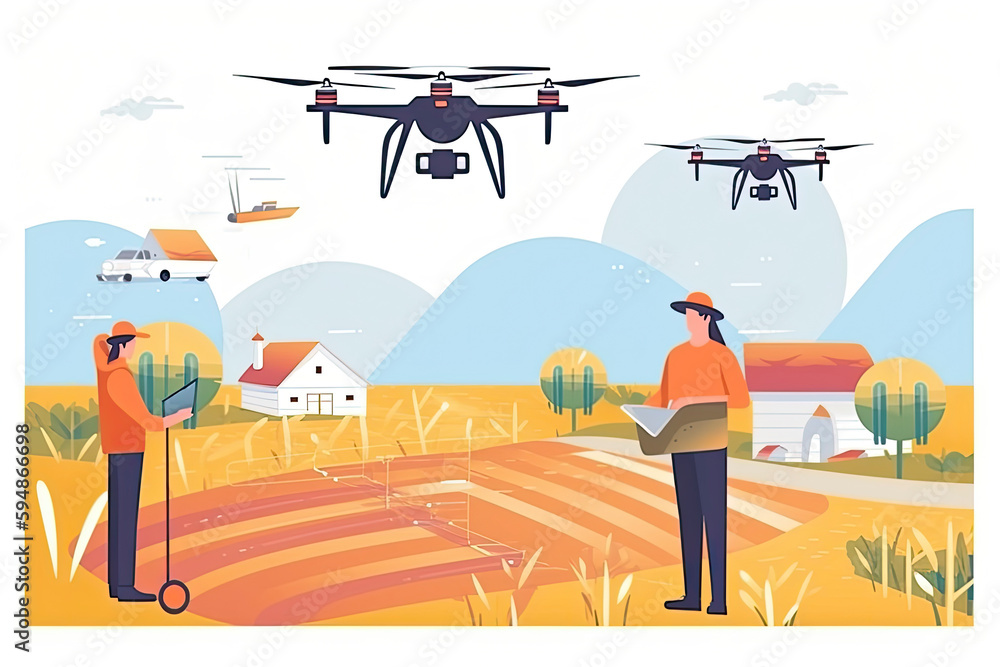 Farmer managing his industrial farm with a mobile app on his tablet ...