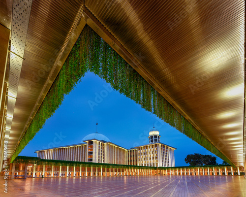 Corner of the Istiqlal Grand Mosque in Jakarta photo