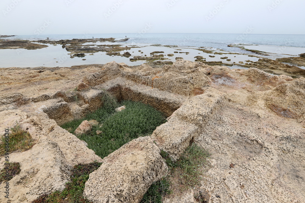 Coast of the Mediterranean Sea in northern Israel.