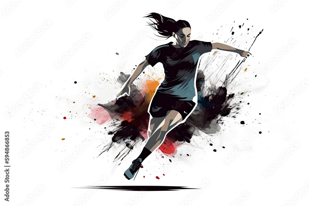 Fototapeta premium football soccer player woman in action isolated white background