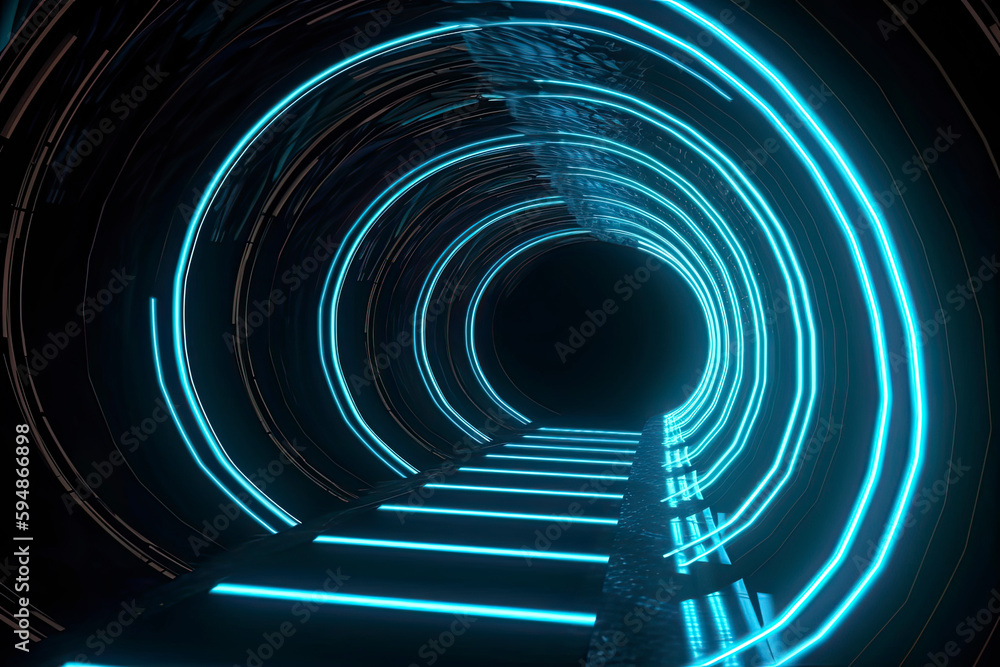 Obraz premium Abstract background, tunnel of glowing arcs. 3D render