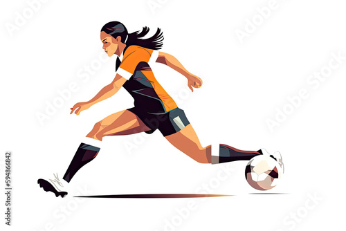 football soccer player woman in action isolated white background © surassawadee