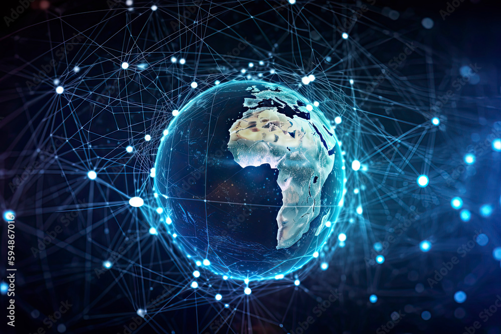 Fototapeta premium Global Connection information and Telecommunication Technology and IOT