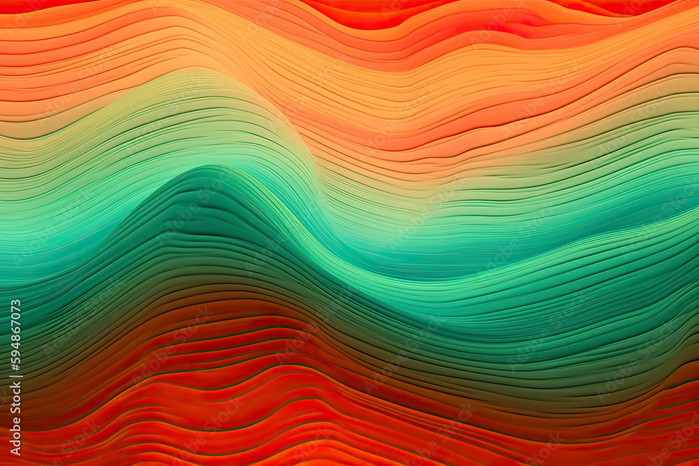 Fototapeta premium horizontal colorful abstract wave background with peru, firebrick and light sea green colors