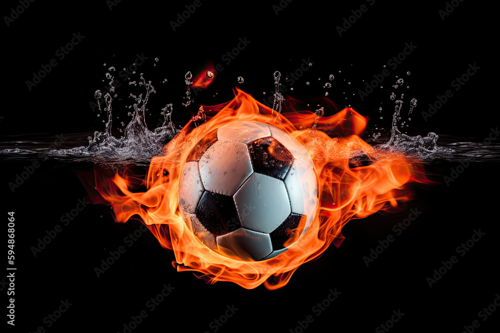 Fototapeta premium soccer ball fire and water