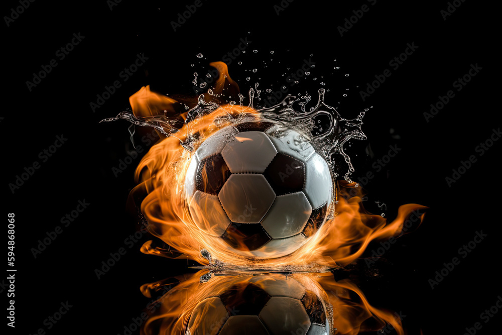 Fototapeta premium soccer ball fire and water