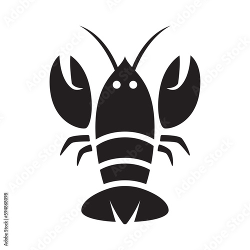 black lobster icon on white background, seafood illustration