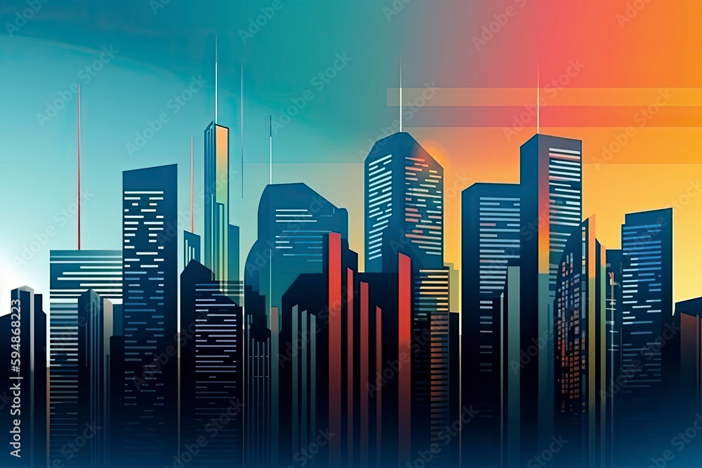 Fototapeta premium Stockmarket and investment theme background with City skyscraper