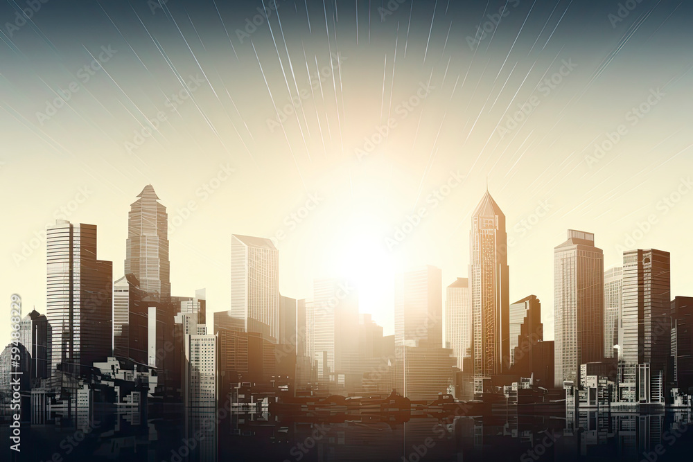 Fototapeta premium Stockmarket and investment theme background with City skyscraper