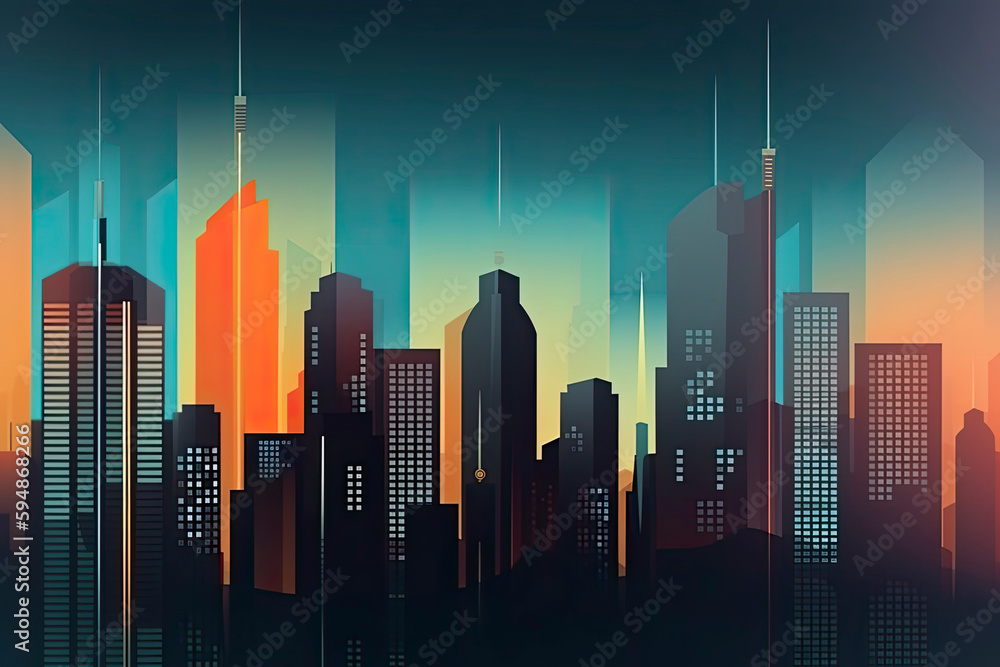Obraz premium Stockmarket and investment theme background with City skyscraper