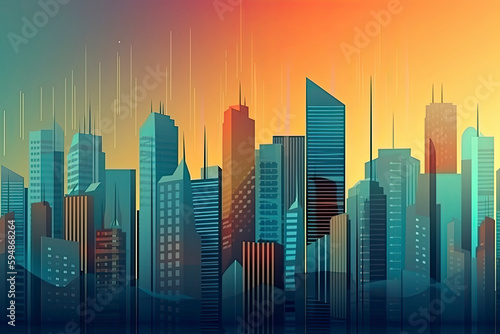 Stockmarket and investment theme background with City skyscraper