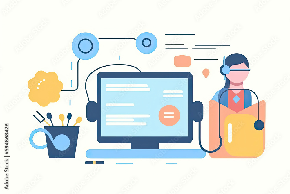 Technical Support Template Concept Flat Design Icon. Hotline. Online Chat Technical Support Template Concept Flat Design Icon. Hotline. Online Chat