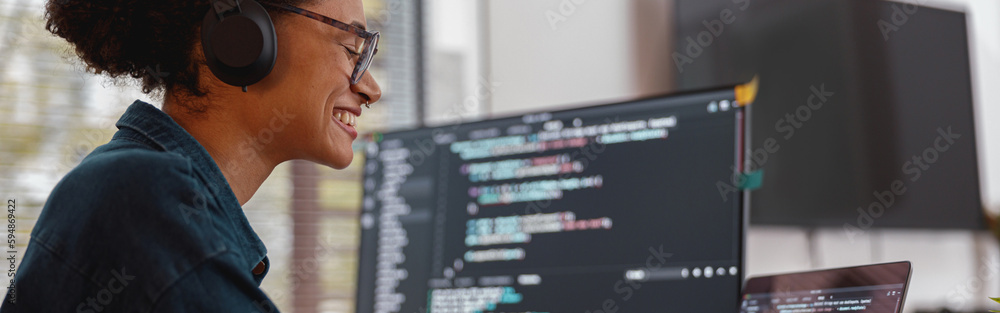 Freelancer female making new project as web designer and programmer on ...
