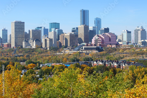 Cityscape of Edmonton, Alberta, Canada, during the autumn season.	