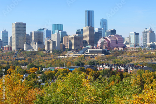 Cityscape of Edmonton, Alberta, Canada, during the autumn season.	 photo