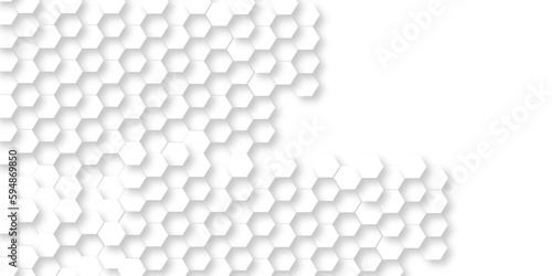Fototapeta Naklejka Na Ścianę i Meble -  3d Hexagonal structure futuristic white background and Embossed Hexagon , honeycomb white Background ,light and shadow ,Vector.