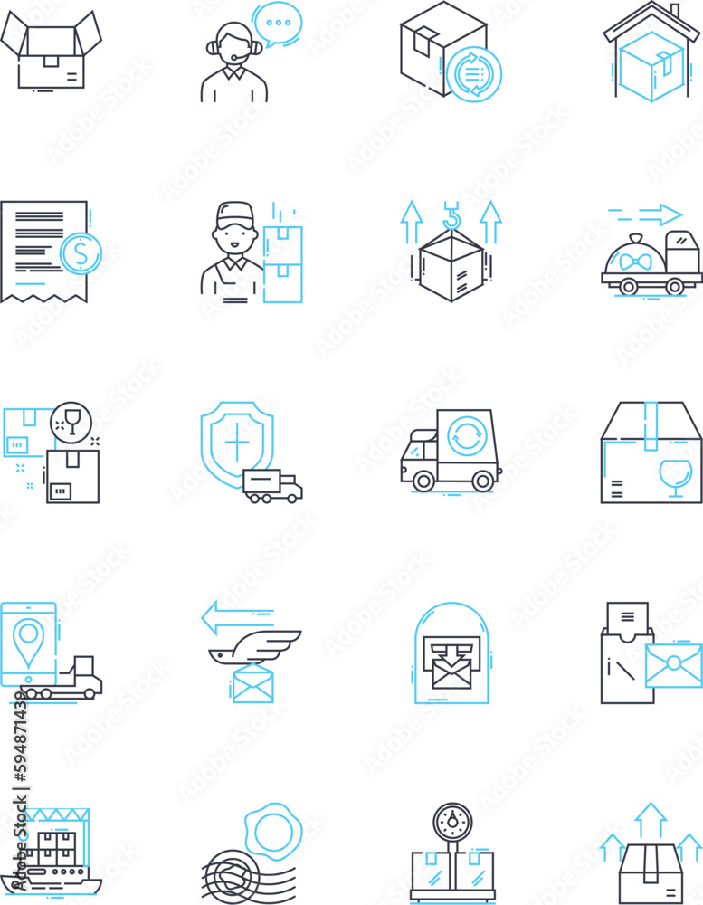 Social advertising linear icons set. Awareness, Engagement, Conversion, Reach, Targeting, Influence, Amplification line vector and concept signs. Impressions,Clicks,Retargeting outline Generative AI