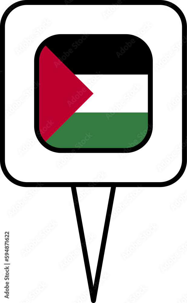 State of Palestine flag pin place icon. State of Palestine flag pin place icon.