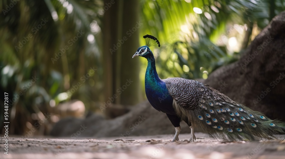A single peacock. Generative AI. A single peacock. Generative AI.