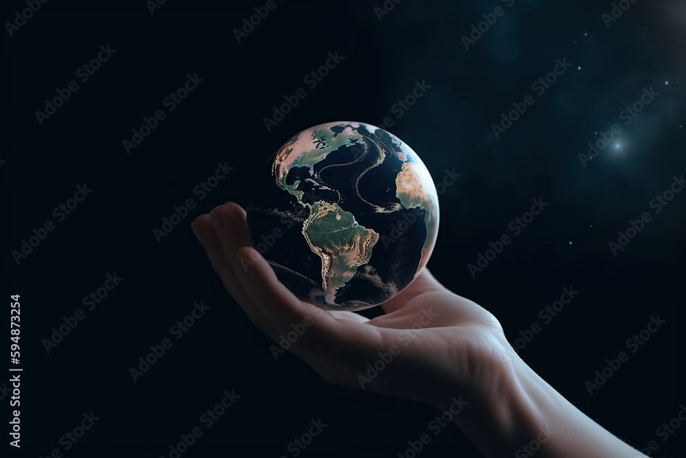 God's hands holding the earth. Generative AI. God's hands holding the earth. Generative AI.