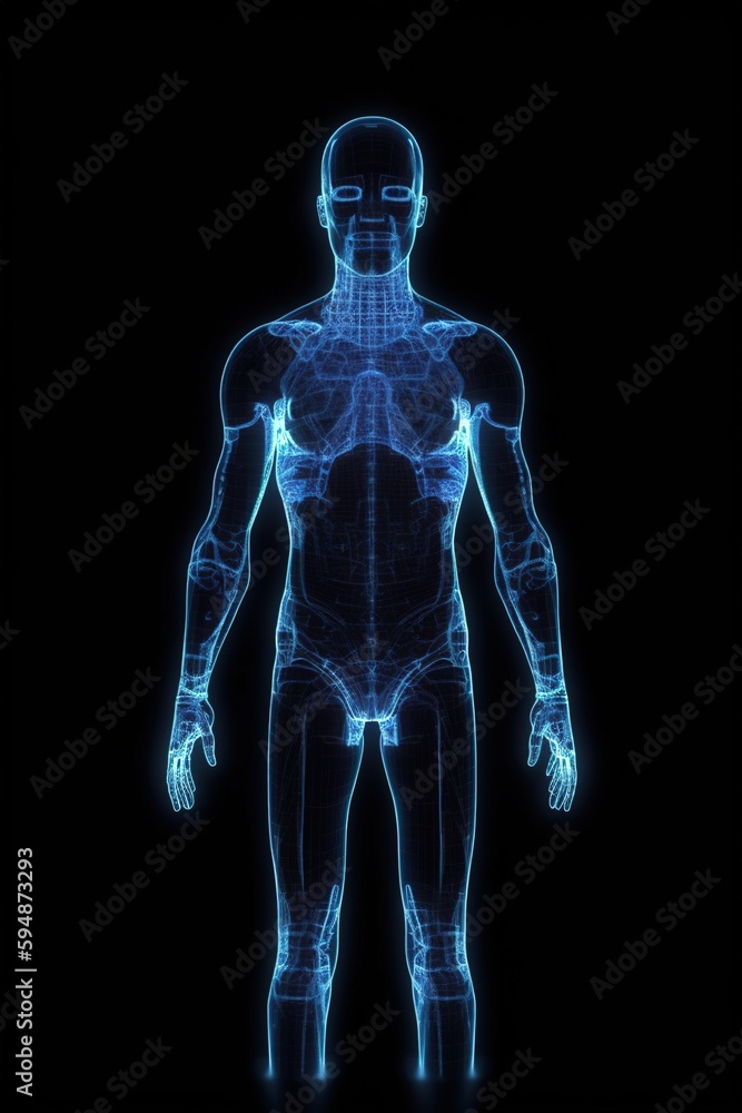 Futuristic graphic human body. Generative AI. Futuristic graphic human body. Generative AI.