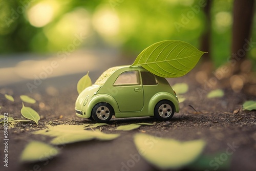 Green eco-friendly small car. Generative AI.