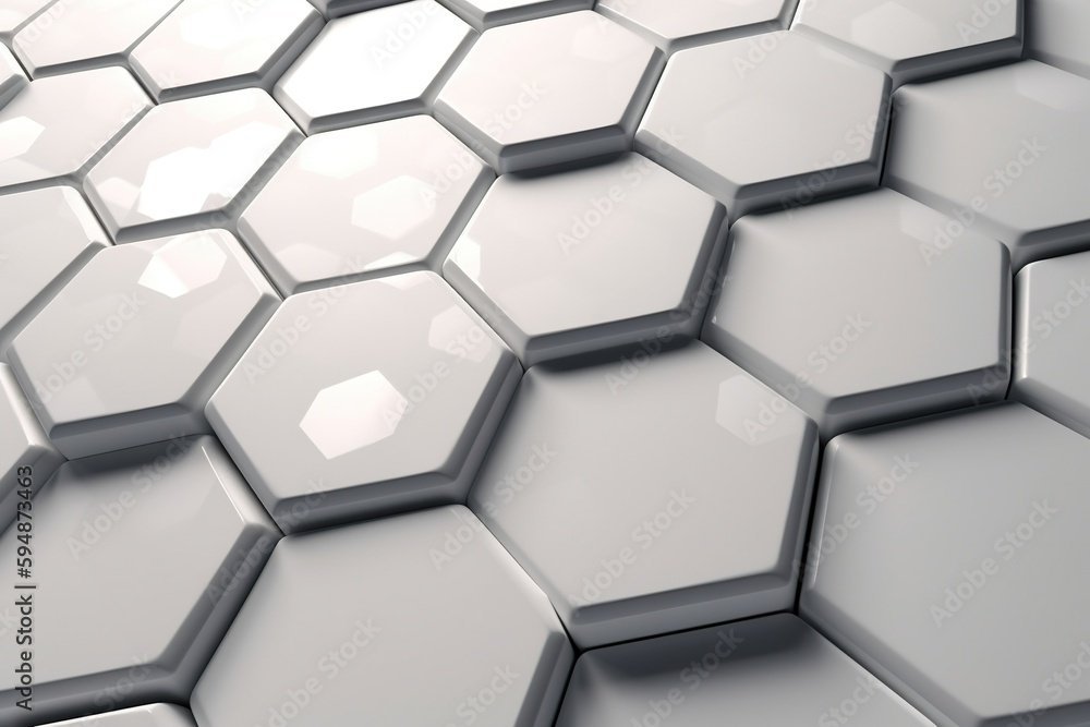 White hexagonal tiles background. Generative AI. White hexagonal tiles background. Generative AI.