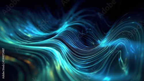 Abstract background with colorful metallic wave shape. Generative AI.