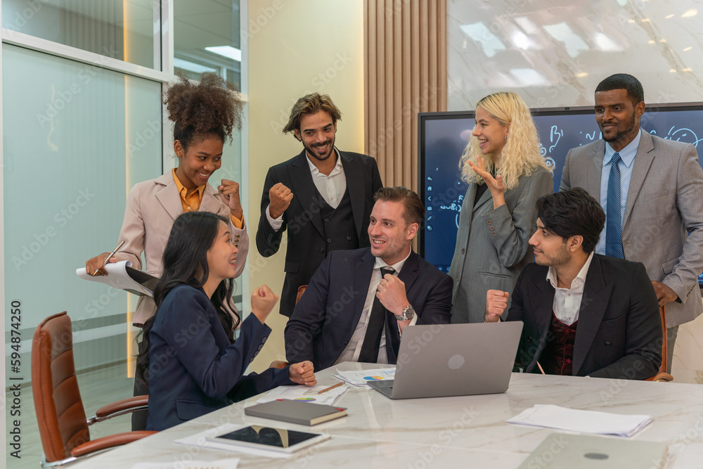 Group of businessmen and businesswomen getting together to discuss work with their boss in a office meeting room. Team of sales person get together to discuss agreement. Boss talking to employees. Group of businessmen and businesswomen getting together to discuss work with their boss in a office meeting room. Team of sales person get together to discuss agreement. Boss talking to employees.