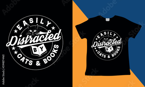 Easily Distracted Cats   Book T-Shirt Designs By Alim Graphic   Cat  T-Shirt Designs  