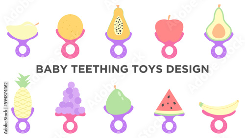 Baby Teething Toys Design. Easy To Edit. EPS 10
