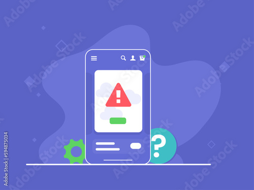 warning mobile website concept vector illustration