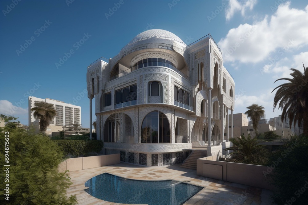 Arab modern palace. Generative AI