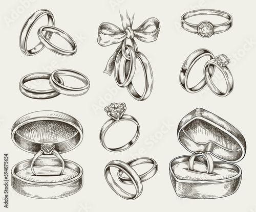 Wedding rings sketch set