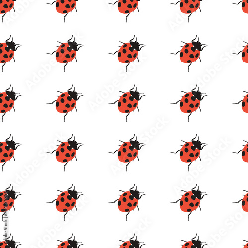 Simple Abstract Cute Ladybug Insect Vector Seamless Pattern © F-lin