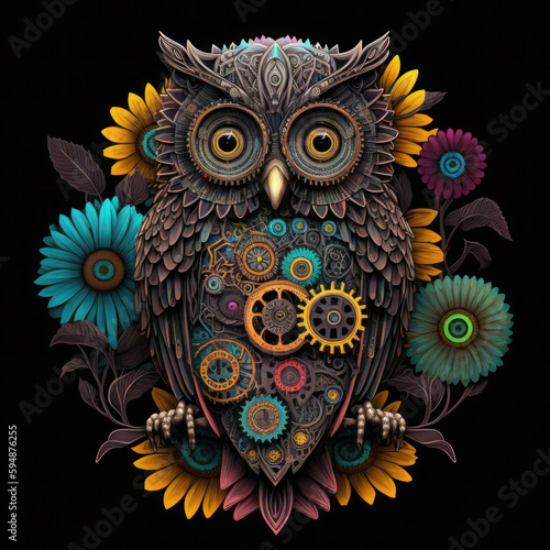 Biometric Steampunk Black Owl