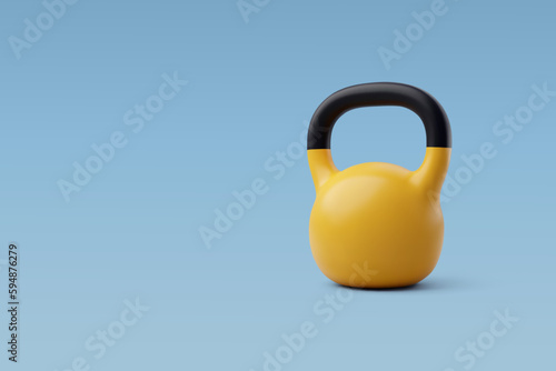 3d Vector Kettlebell, Workout gym tools, Sport equipment, Gym time concept.