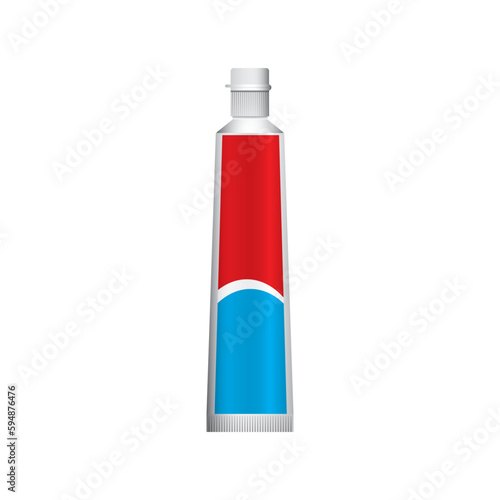 Toothpaste Tube mockup Isolated on White Background. Squeeze tube. Brushing teeth. Dental equipment. Hygiene and oralcare. Vector illustration in flat style.