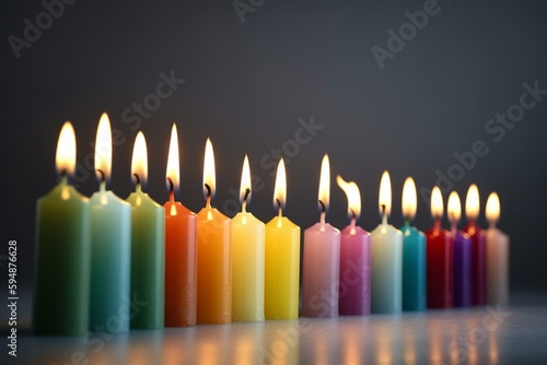 birthday candles in a row isolated with copy space background. Generative AI