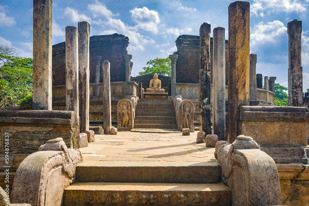 Ruins of the ancient city Polonnaruwa on Sri Lanka island