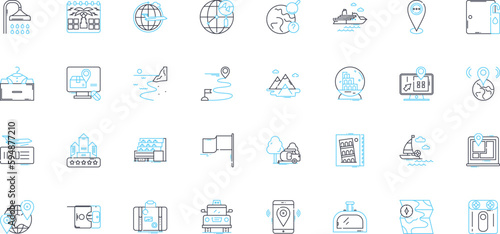 Location markers linear icons set. Geolocation, GPS, Coordinates, Map, Pin, Tag, Navigation line vector and concept signs. Direction,Route,Destination outline illustrations
