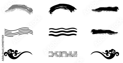 set of black and white paint strokes
