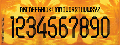 font vector Nederland home 2022 world cup, font football sports style letters and numbers for soccer team, font nederland.