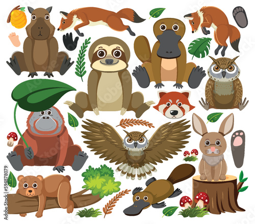 Set of mix animal character